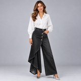 Striking Women's Wrap Front Jeans with Draped Asymmetric Detailing