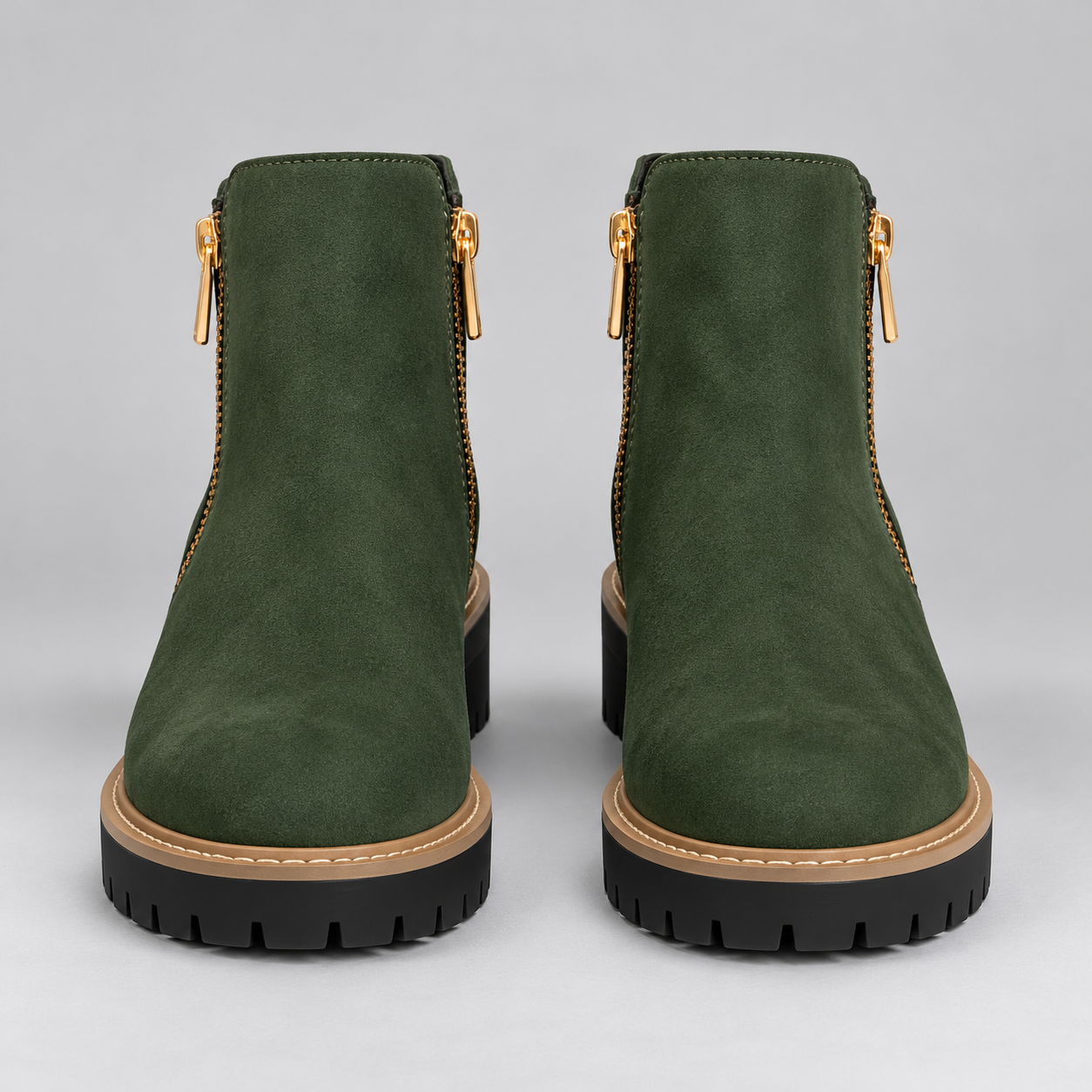 Effortless Women's Chunky Sole Ankle Boots with Sleek Side Zip