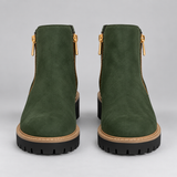 Effortless Women's Chunky Sole Ankle Boots with Sleek Side Zip