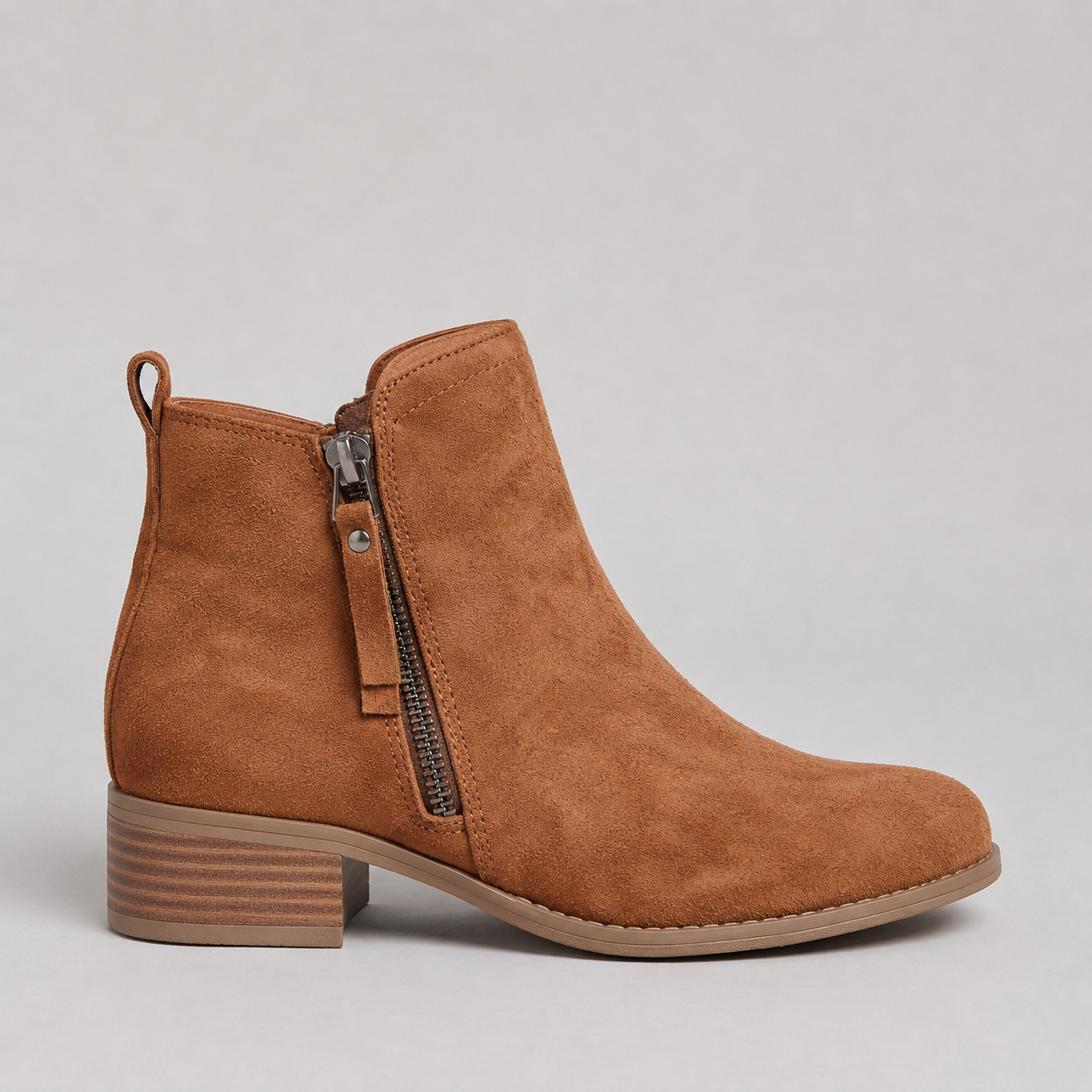 Neat Textured Ankle Boots for Women with a Side Zip