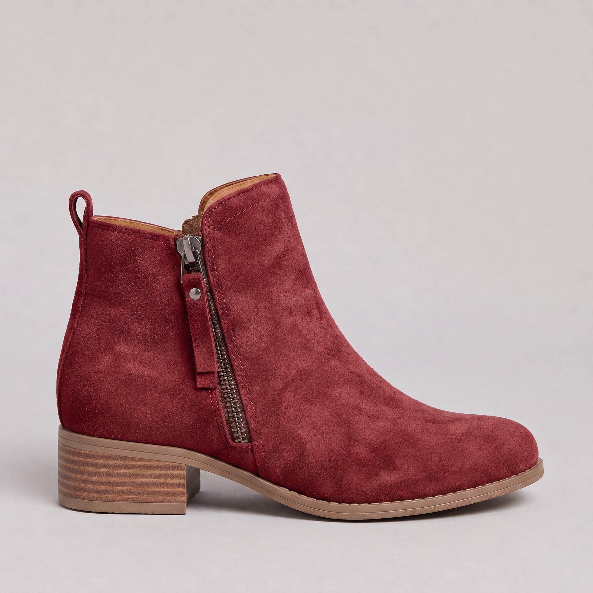 Neat Textured Ankle Boots for Women with a Side Zip