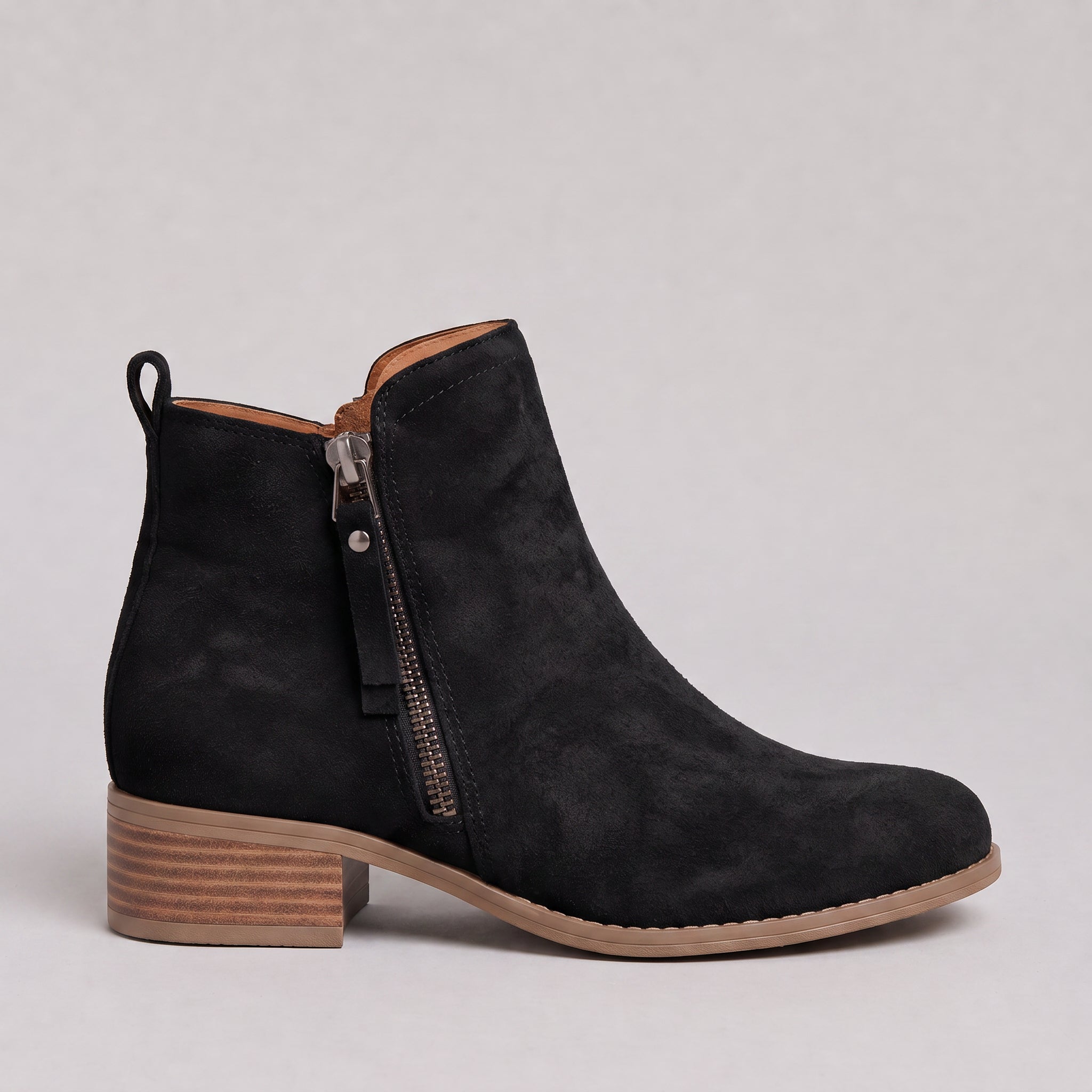 Neat Textured Ankle Boots for Women with a Side Zip