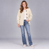 Elegant Ladies Button Up Cardigan with Textured Cable Pattern