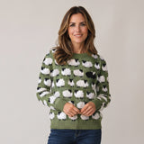 Cosy Women's Christmas Jumper with Decorative Trees and Crew Neck