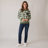 Cosy Women's Christmas Jumper with Decorative Trees and Crew Neck
