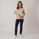 Cosy Women's Christmas Jumper with Decorative Trees and Crew Neck