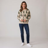 Cosy Women's Christmas Jumper with Decorative Trees and Crew Neck