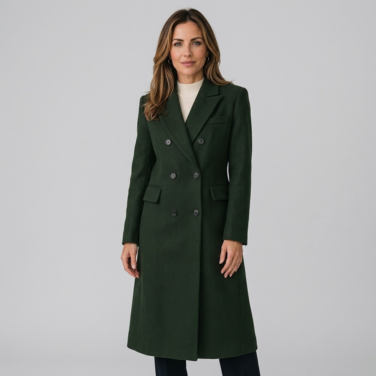 Timeless Women’s Overcoat with Classic Double Breasted Front