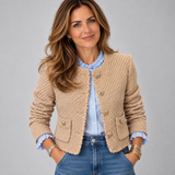 Elegant Women's Tweed Jacket with Refined Button Detail