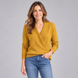 Sophisticated Women's Wrap Front Jumper with Ribbed Long Sleeves
