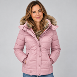 Chic Women's Quilted Winter Coat with Faux Fur Trimmed Hood