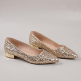 Dazzling Pointed Toe Ballet Pumps with an All Over Glitter Finish