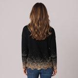 Charming Black and Gold Christmas Jumper with Snowflake Motif