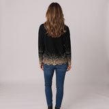 Charming Black and Gold Christmas Jumper with Snowflake Motif