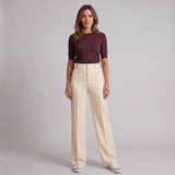Effortless Women’s Straight Leg Trousers with High Rise Waist