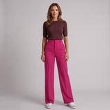 Effortless Women’s Straight Leg Trousers with High Rise Waist