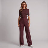 Effortless Women’s Straight Leg Trousers with High Rise Waist