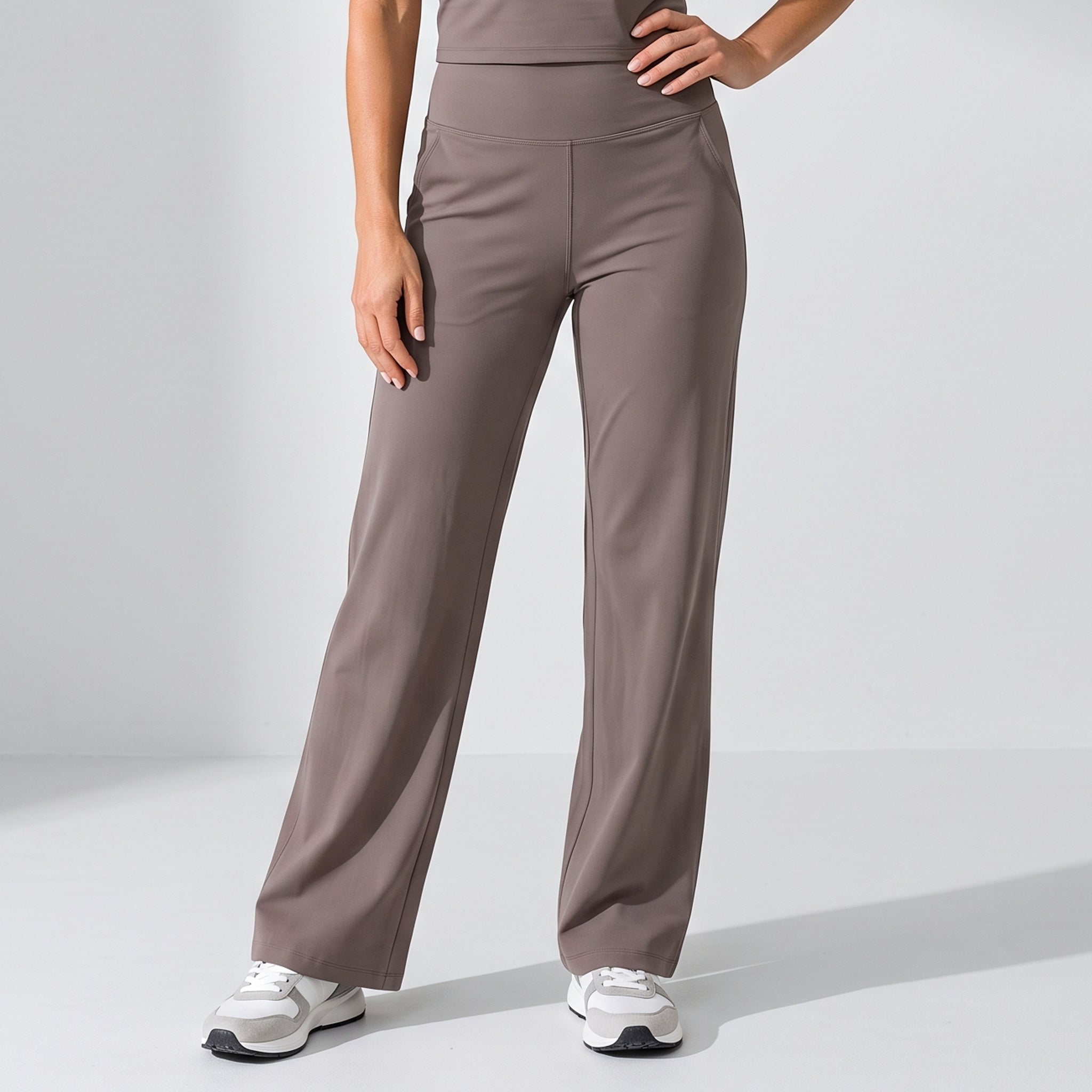 Graceful Women's High Waisted Trousers with Full Length Wide Legs