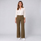 Refined Women's High Waisted Trousers with a Flowing Wide Leg
