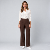 Refined Women's High Waisted Trousers with a Flowing Wide Leg