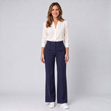 Refined Women's High Waisted Trousers with a Flowing Wide Leg