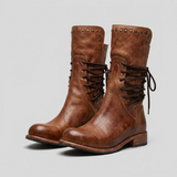 Charming Women's Mid Calf Boots with Vintage Inspired Lace Up Design