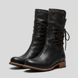 Charming Women's Mid Calf Boots with Vintage Inspired Lace Up Design