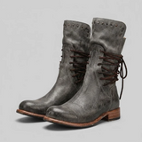 Charming Women's Mid Calf Boots with Vintage Inspired Lace Up Design
