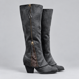 Striking Women’s Knee High Boots with Western Side Zip Detail