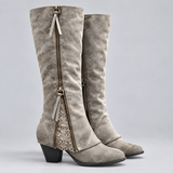Striking Women’s Knee High Boots with Western Side Zip Detail