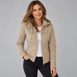 Stunning Women's Leather Jacket with Removable Hood Detail