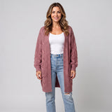 Refined Longline Cardigan with Balloon Sleeves and Pockets