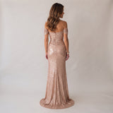 Sophisticated Maxi Dress with Sparkling Finish and Off Shoulder Detail
