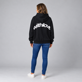 Effortless Unisex Printed Hoodie with Relaxed Shape and Bold Lettering