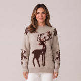 Striking Women's Christmas Jumper with Bold Reindeer Design