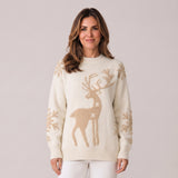 Striking Women's Christmas Jumper with Bold Reindeer Design
