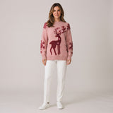 Striking Women's Christmas Jumper with Bold Reindeer Design