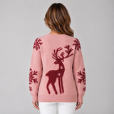 Striking Women's Christmas Jumper with Bold Reindeer Design