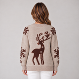 Striking Women's Christmas Jumper with Bold Reindeer Design