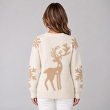 Striking Women's Christmas Jumper with Bold Reindeer Design