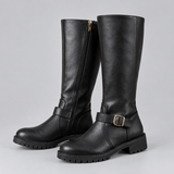 Timeless Women's Low Heel Boots with Retro Buckle Detail