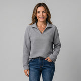 Effortless Women's Half Zip Jumper with Distinctive Ribbed Texture