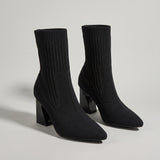 Elegant Women's Sock Boots with Pointed Toe and Block Heel