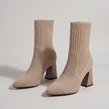 Elegant Women's Sock Boots with Pointed Toe and Block Heel