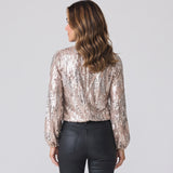 Striking Women's Blouse with Shimmering Detail and Long Sleeves