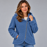 Refined Women’s Hooded Jacket with Textured Finish and Zip Front