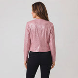 Striking Glitter Cropped Jacket with Relaxed Open Front Styling
