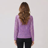 Striking Glitter Cropped Jacket with Relaxed Open Front Styling