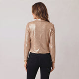 Striking Glitter Cropped Jacket with Relaxed Open Front Styling