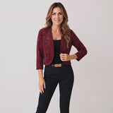 Striking Glitter Cropped Jacket with Relaxed Open Front Styling